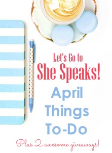Monthly series on preparing for the She Speaks writers conference, plus two awesome giveaways for writers who dream of having their books published